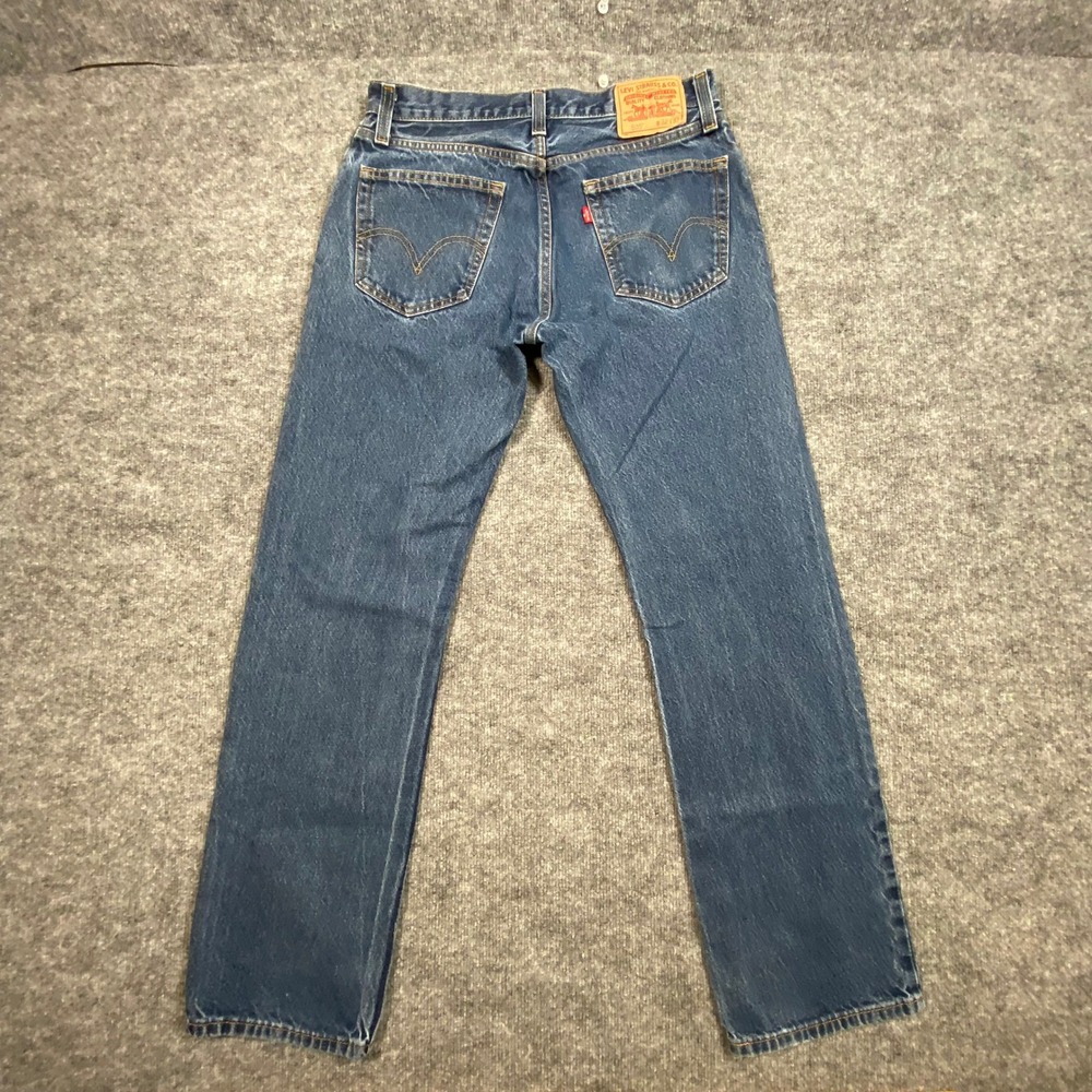 Levis 505 Mens Straight Fit Medium Wash Blue Denim Jeans 32x32 Made in Mexico - Picture 7 of 11